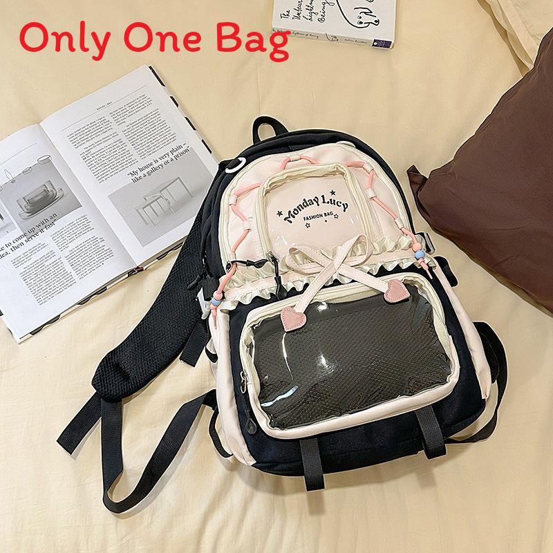 Teenage Girl School Backpack With Nylon Material And Dual Shoulder Straps For Campus Use чёрный