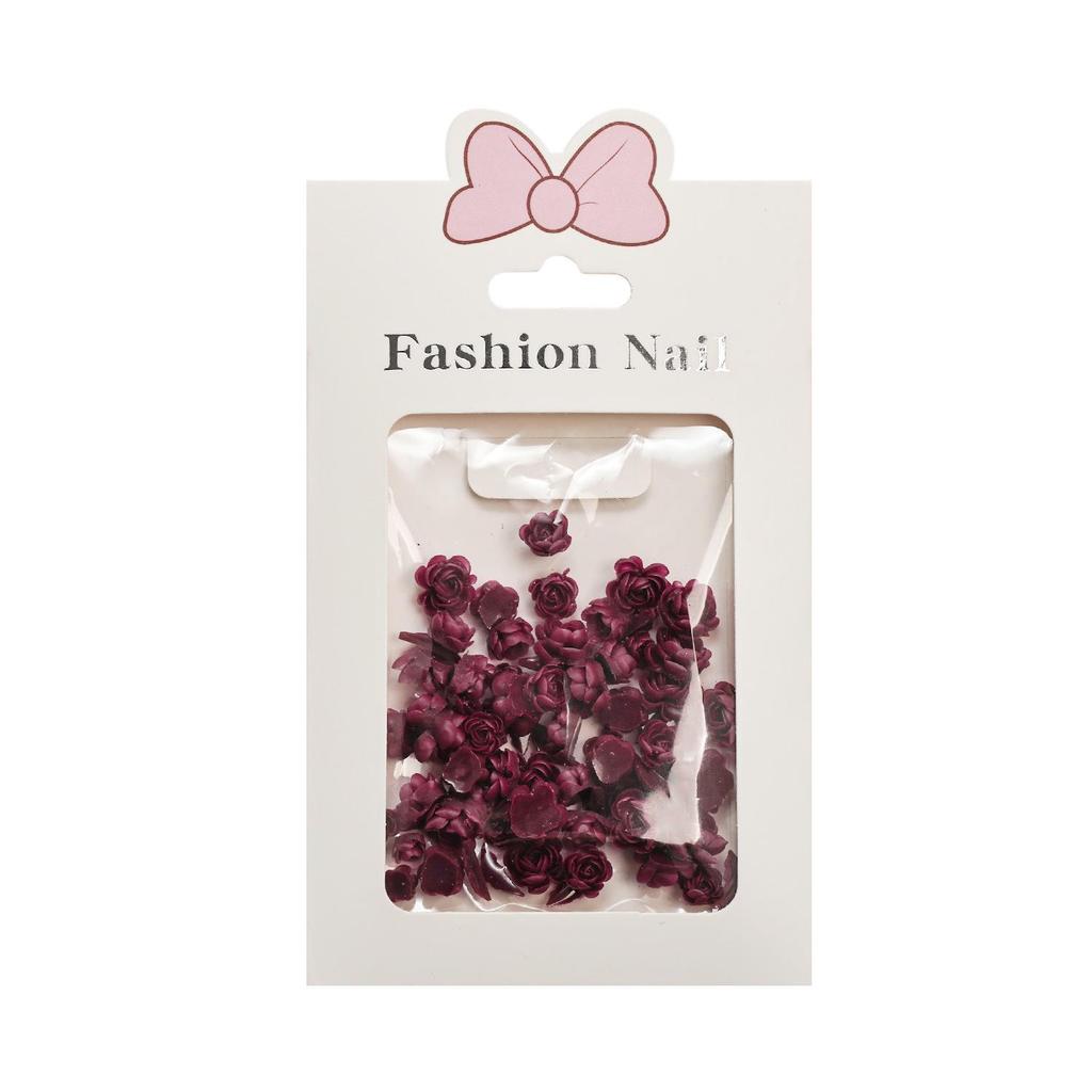 Crimson Rose 3D Nail Art Accessories - DIY Press-on Flower & Leaf Design