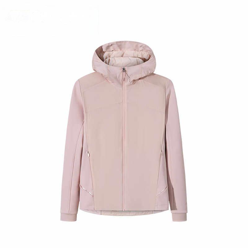 Anta Champion Outdoor Series Solid Color Zipper Hooded Water-Resistant Warm Cotton Jacket Women jackets Ice-Taro-Pink 162510803-5