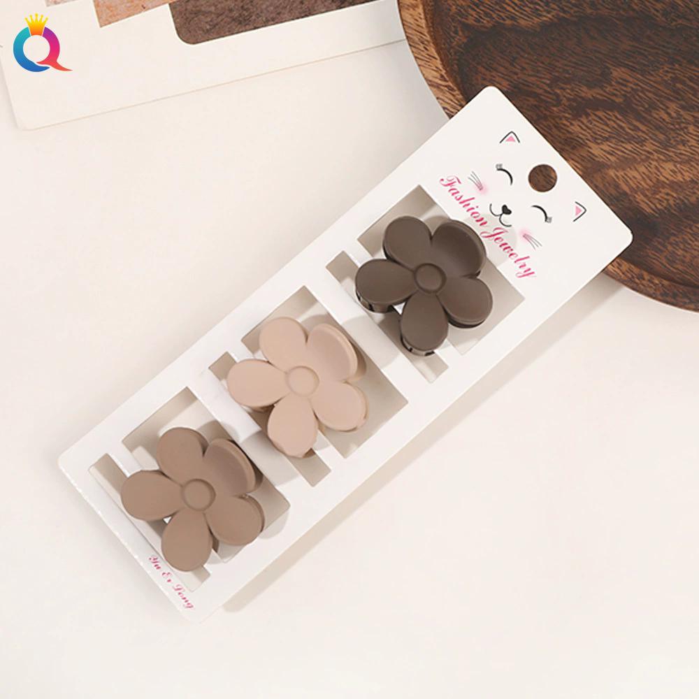 3pcs/set New Morandi Color Hair Claw For Women Flower Hair Clip Lady Small Hairpin Girls hairclip High Ponytail Clip Headdress