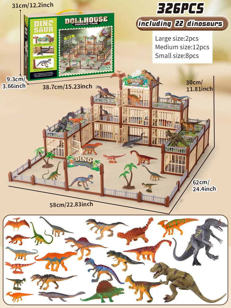326pcs Jurassic Theme Park Children's Gift Simulation Diy Dinosaur Arena Toy Festival Party Gift Children's Birthday Gift Set