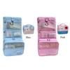 Cartoon Dog Makeup Bag Pink Blue Large Capacity Storage Bag Compartment Design Grid Pattern Organization Bag Bussness Trip