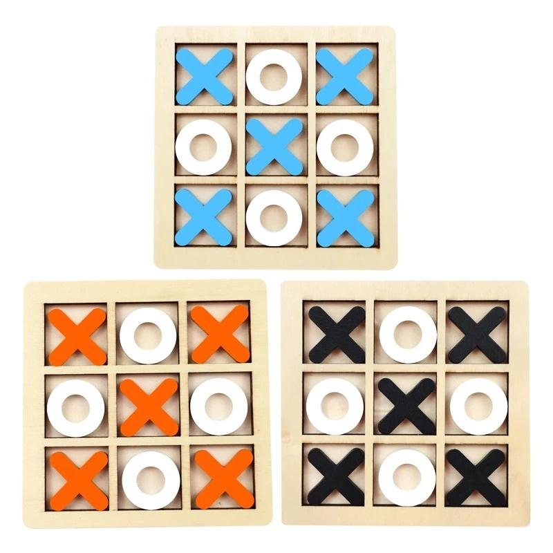 Wooden Tic Tac Toe Games Puzzle Templates XO Table Chess Board Game for Kids Family Activities Educational Toys Birthday Gift