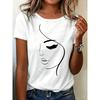 Women'S Summer Clothing, New Round Neck Short Sleeve Regular T-Shirt with a Easy Face Print