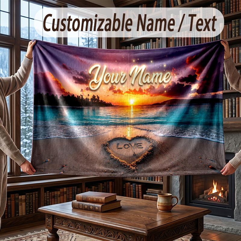 Octopus Sea Life Theme Throw Blanket Custom Name Text Personalized Blanket Soft Cozy Blanket for Home Sofa Bed