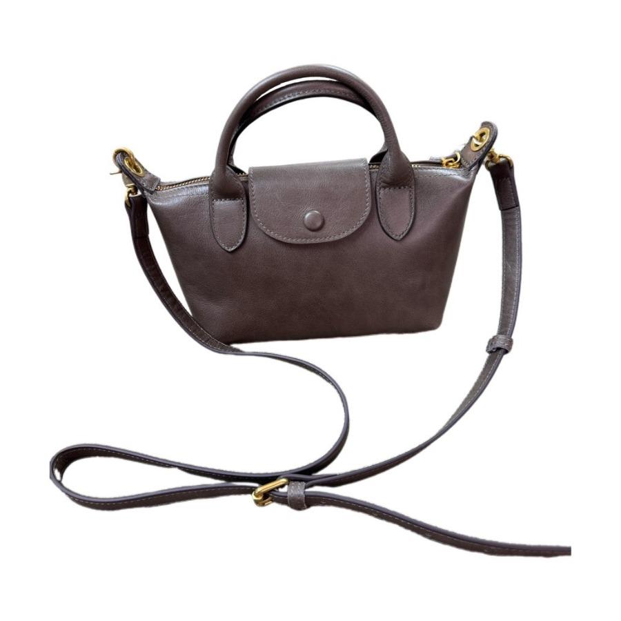 Exquisite Top Layer Vegetable Tanned Cowhide Dumpling Bag Handbag, Leather Fashionable Crossbody Mini Bag