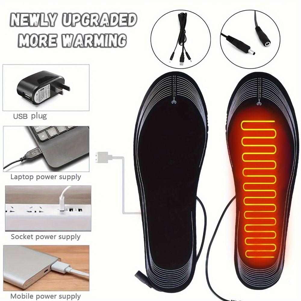 Cuttable USB Heated Shoe Insoles Rapid Heating Electric Foot Warming Pad Winter