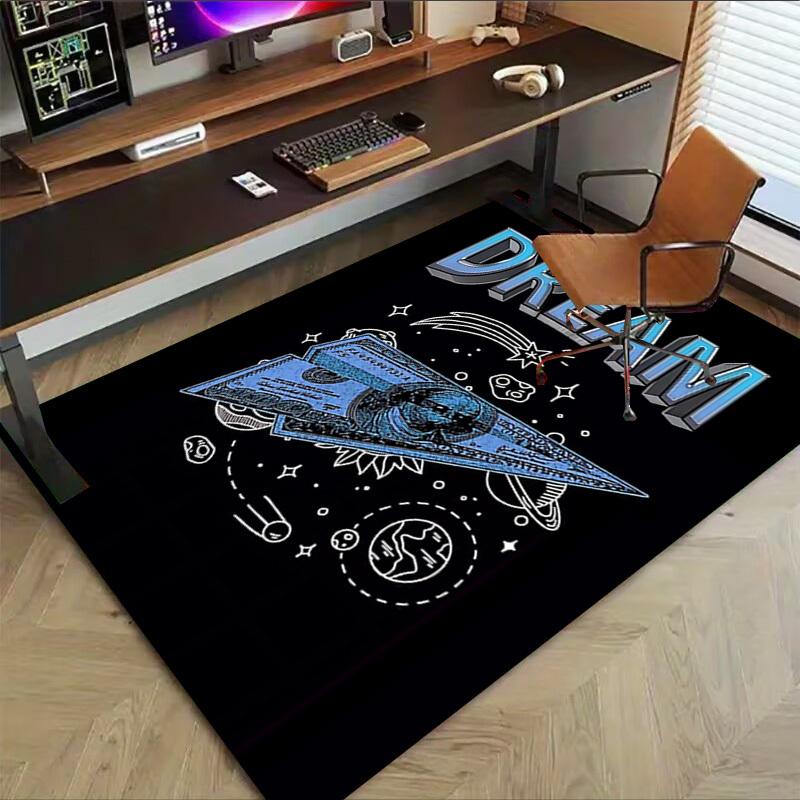 1pc Dream Money Home Office, Durable Polyester Floor Mat with Easy, Office Decor, Urban Style, Nonslip Backing