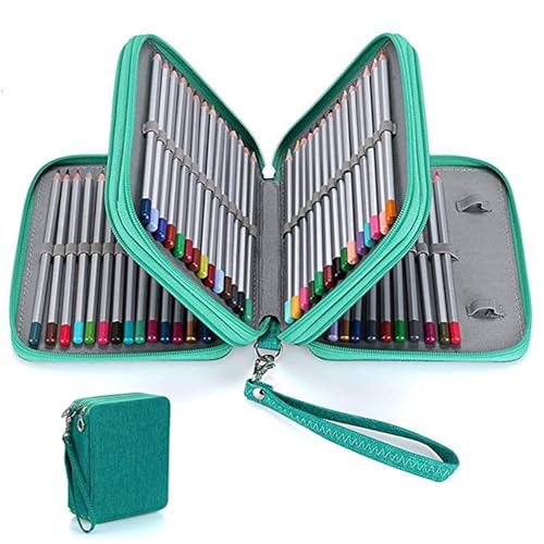 

Percy s Caravan Colored Pencil Case, Large Capacity, Holds 78 Colored Pencils, Book Style, Waterproof, Portable, Eraser Storage (Book Style, Green)