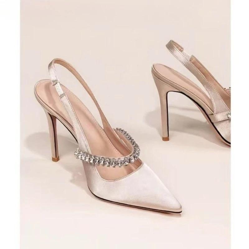 Dames Stiletto Hakken met Puntige Neus en Strass Decoratie Elegante Pumps voor bij een Jurk 37