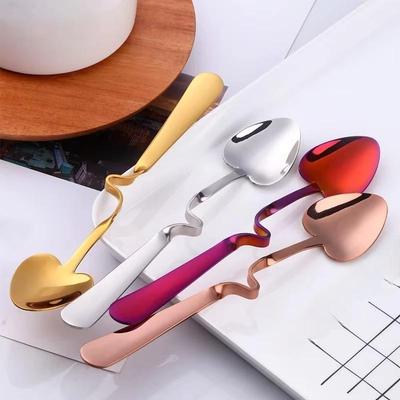 Hängende Tasse Kaffeelöffel Herzform Edelstahl Schaufel Silber Zucker Dessertlöffel Gold Rührteelöffel Snack Saft Werkzeuge