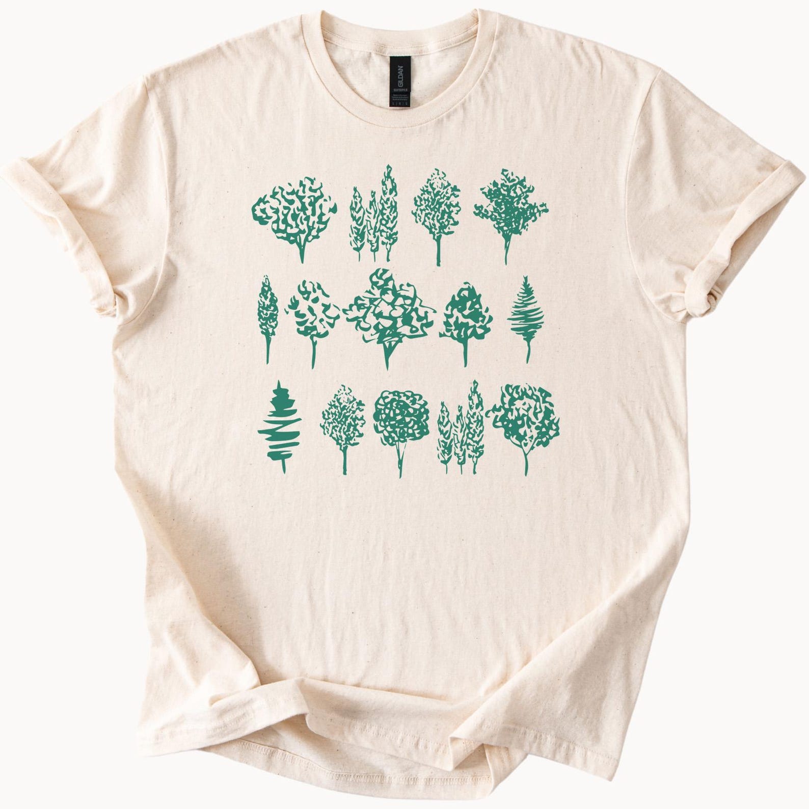 Tree Outline Graphic T Shirt Modern Forest Nature Art Shirt Outdoors Hiking Cool Tree Drawing Tee 120