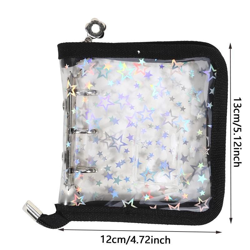 Mini 3-hole PVC Loose Leaf Notebook With Zipper and Edging Hand Account Book Photo Album Guka idol Small Card Star Storage Book