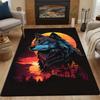 Wolf at Sunset Forest Fantasy Patterned carpet, non slip mat suitable for living room and bedroom sofas