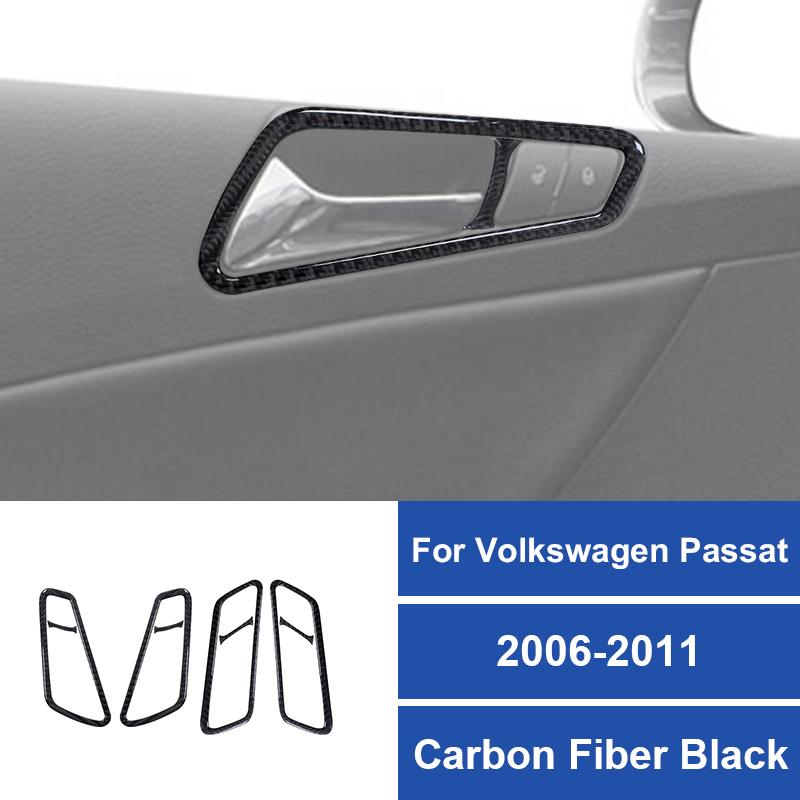 Real Carbon Fiber Car Inner Door Handle Panel Frame Decoration Sticker For Volkswagen Passat 2006-2011 Auto Interior Accessories