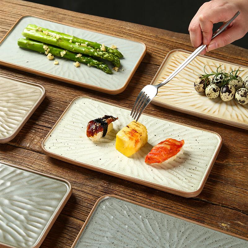 Wutuo Rustic Ceramic Rectangular Sushi Plate