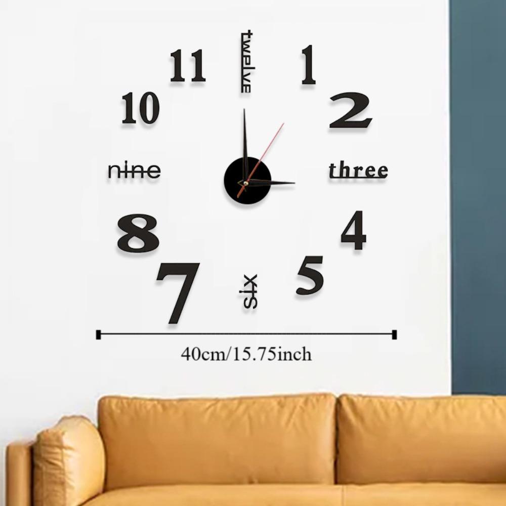 Silent Digital Wall Clock DIY Hanging Watch Simple Mute Clock Bedroom