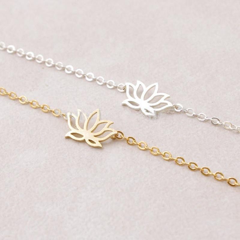 2Pcs European and American fashion jewelry elegant lotus bracelet alloy plating lotus flower pendant