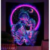 TUGCAY Blacklight Skull Tapestry Glow in the Dark Tapestry Kissing Lovers Tapestries Skeleton Neon Trippy Moon Stars Vertical Posters Wall Hanging