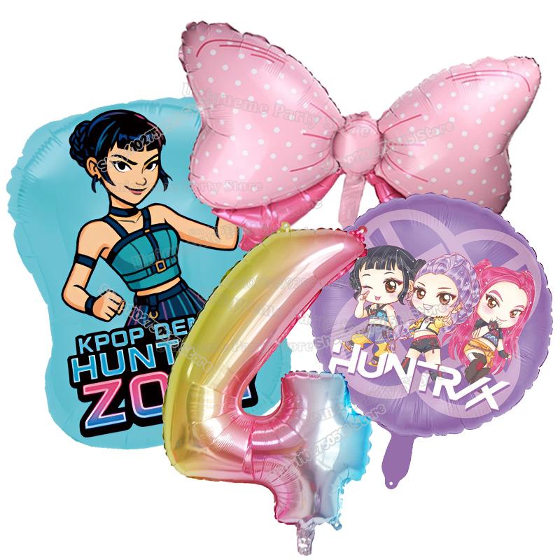 Kpop Demon Hunters Birthday Balloons Decoration Zoey Rumi Mira Girl Party Number Balloons Set Party Favor Home Decor Kids Gift