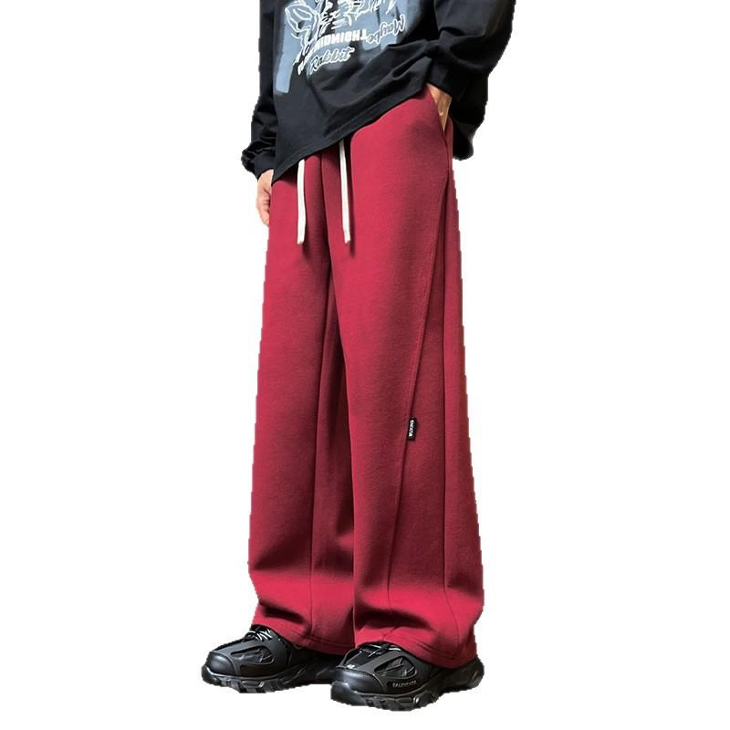 Drape Men's Autumn Sweatpants, Loose Straight-leg Wide-leg Sport Casual Pants