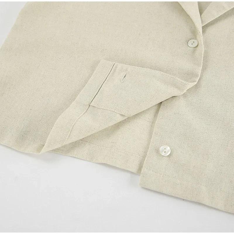 Casual Solid Vest Suit Women Sleeveless Single Breasted Tops High Waist Pants Summer Fashion Lady Elegant Set