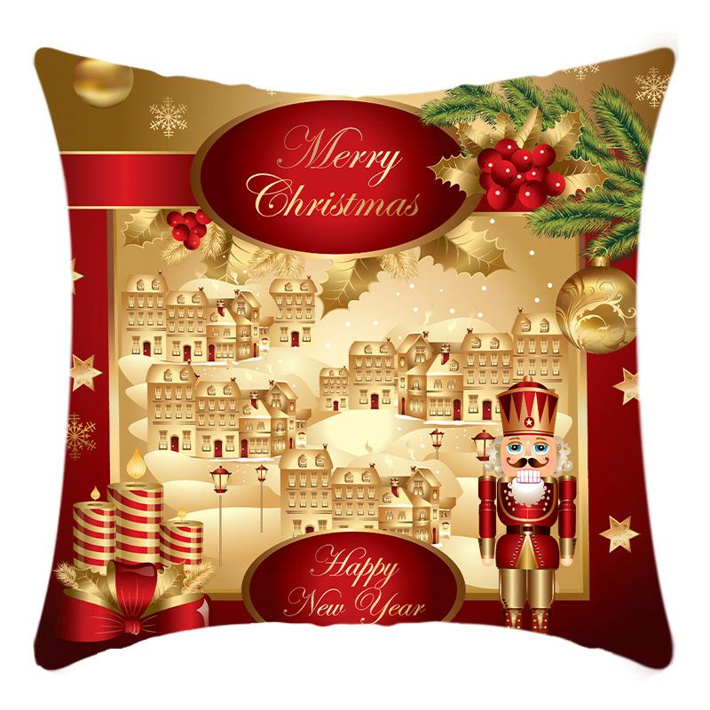 New Christmas Snowman Santa Print Pillow House Sofa Cushion Cover