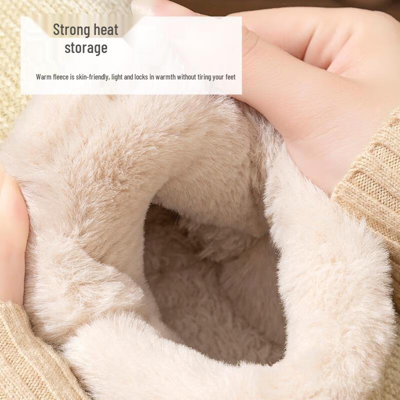 HANDUNYOU Covered-Heel Plush Outdoor Cotton Slippers