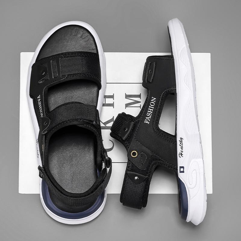 

Мужские сандалии 2024 года, лето, новые, универсальные, повседневные, для вождения, классные, уличные, нескользящие, износостойкие, спортивные, пляжные туфли 39 чёрный