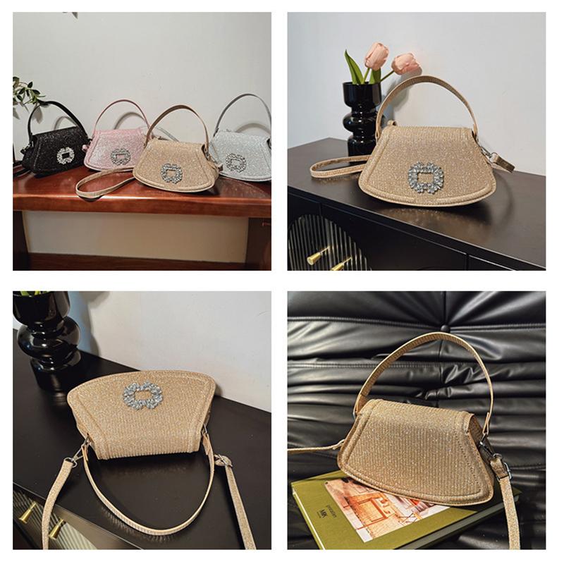 Women Vintage PU Leather Sequin Y2K Crossbody Bag Fashion Floral Decor Shine Lady Outdoor Leisure Bag for Female Birthday Gifts