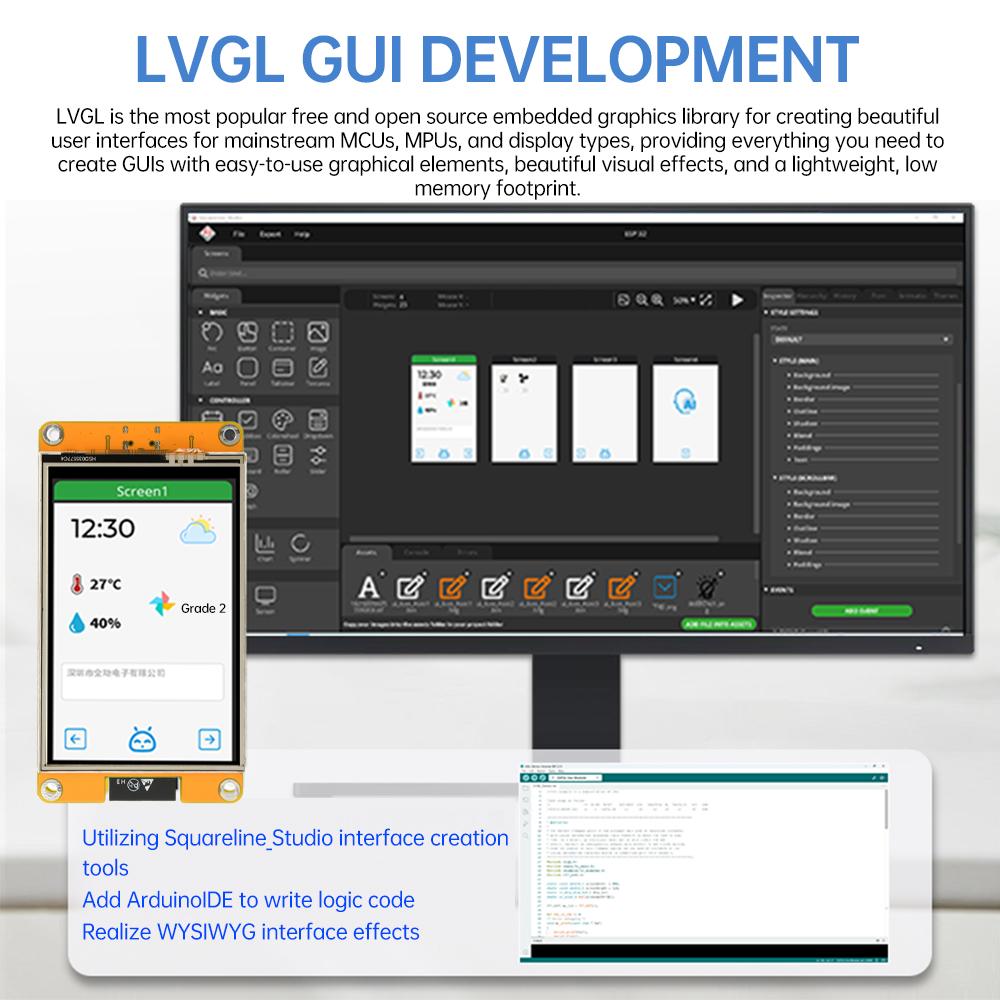 ESP32 WiFi Bluetooth Module Development Board 3.5 Inch ST7796U Drive 320*480 Resolution TFT Intelligent Resistance Touch Screen