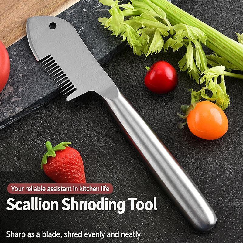 Stainless Steel Green Onion Cutter Shredder Slicer Kitchen Gadget Multi-Functional Green Onion Chopper Scallion Shredding Knife one size