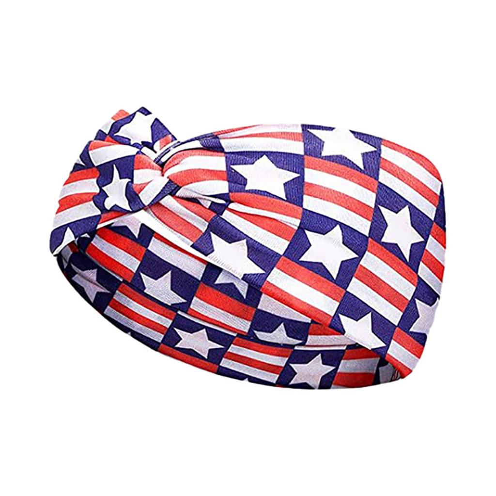 Retro Star Stripe Twisted Sweat Absorbing Yoga Running Headband for Sports and Party Decoration Unisex Stretchy Hair Band