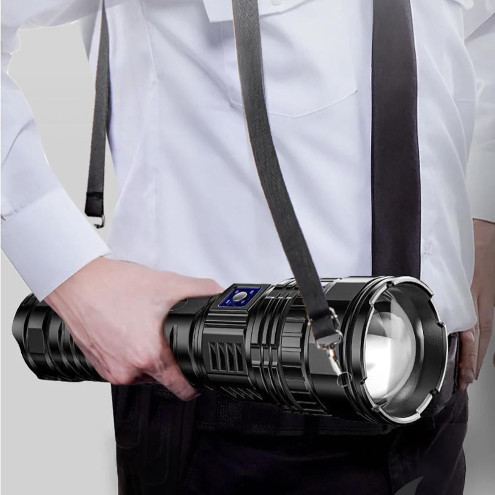 10000LM LED White Laser Built-in Battery Flash Light Emergency Spotlights 5km Most Powerful Led Flashlights Tactical Lights