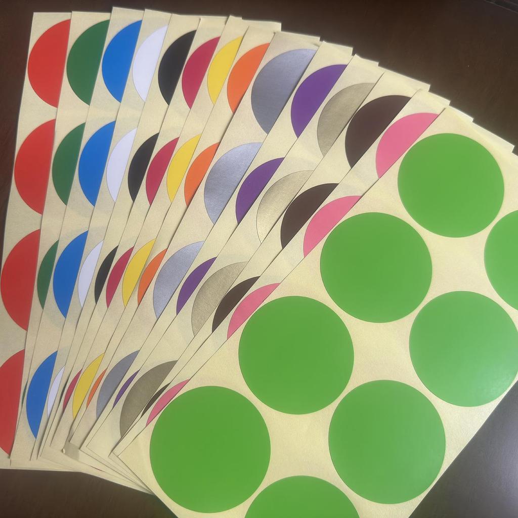 50mm Multicolor Round Adhesive Labels - 120 Blank Dot Stickers for Identification and Organization