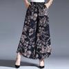 Women's Ice Silk Printed Wide-Leg Skirt Pants - Summer Slimming, Loose, Plus Size, Middle-Aged Fashion