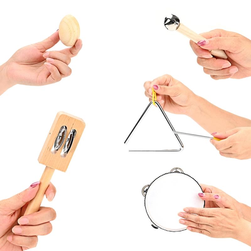 9 Pcs Children Percussion Musical Toy Orff Percussion Natural Wooden Percussion Instruments Musical Toy for Boys Girls