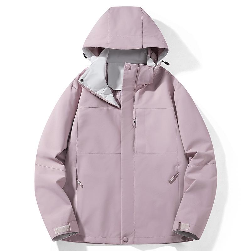 Unisex Windproof Waterproof Hooded Mountaineering Jacket with Detachable Liner - Two-Piece Set for Autumn and Winter.