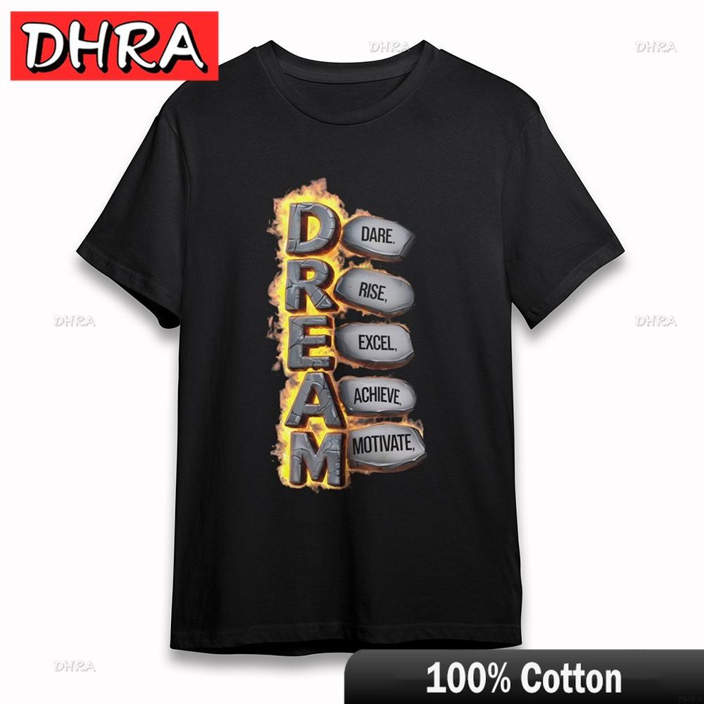 Womens Soft TShirt Dream Stone Words Dare Rise Tee Black Cotton Short Oversize Tops Punk Y2K Trendy Tees TShirts Canada 4XL