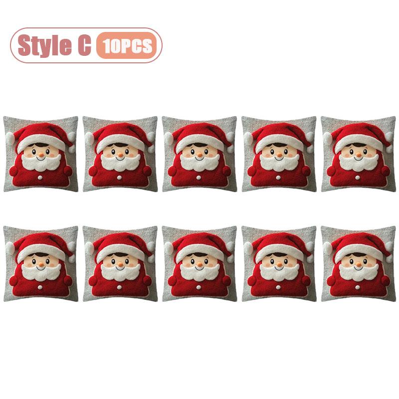 1-10PCS Christmas Pillow Cover Snowman and Reindeer Digital Print Sofa Cushion for Home Office and Living Room Holiday Decor