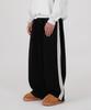 Opeumeideu [Fleece Lined] Side Pintuck Track Line Elastic Waist Sweatpants Wide Training Pants_Black