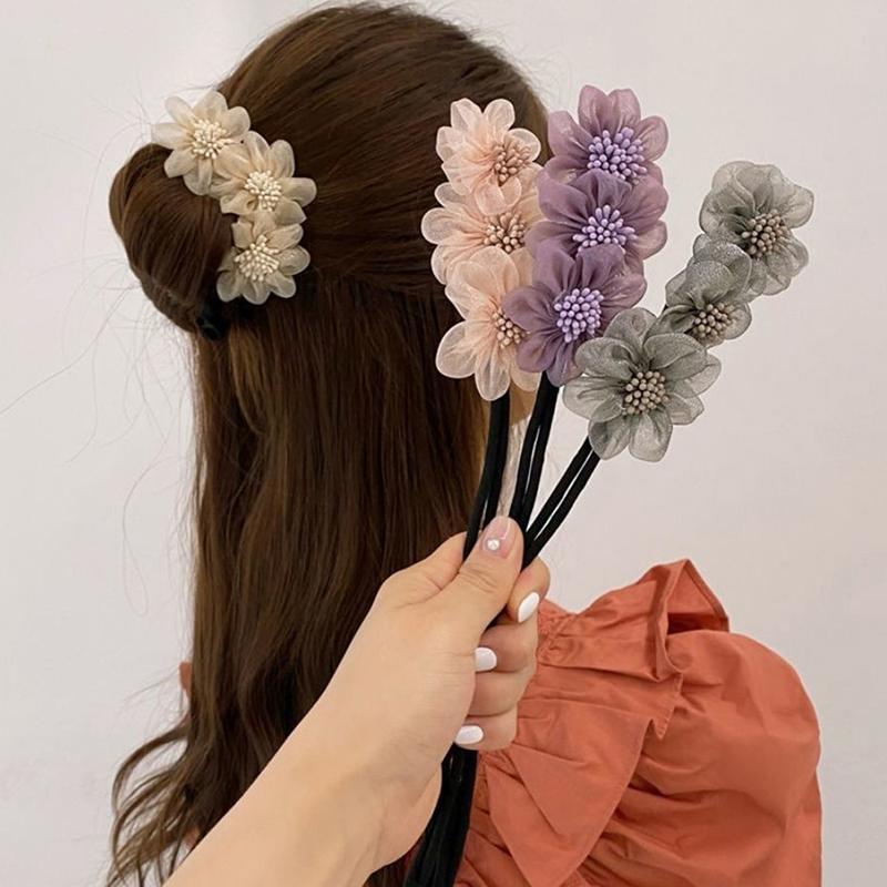 Chiffon Flower Hairbands Sweet Hair Headwear Women Braided Hair Device Hair Accessories Diy Hair Styling Tool