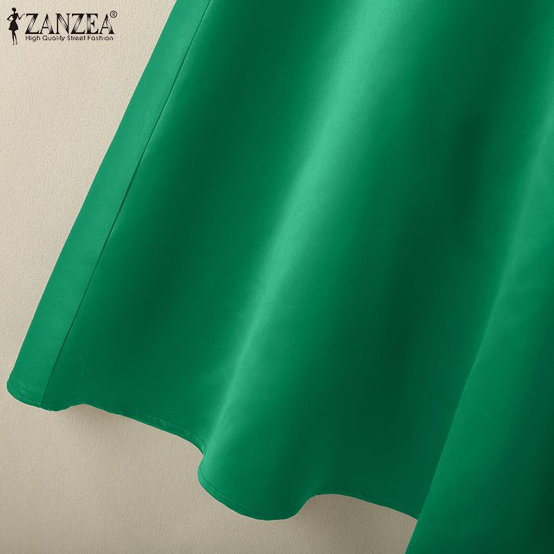 ZANZEA Women Casual V-Neck Short Sleeve Summer A-Line Dress