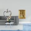 Romantic Couple Figurine with Resin Photo Frame Collectible Desktop Ornament for Bedroom Wedding