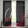 Red Wine Wine Bottle Wine Glass Sheer Tulle Window Curtains For Living Room Bedroom Kitchen Veiling Curtain Home Decoration