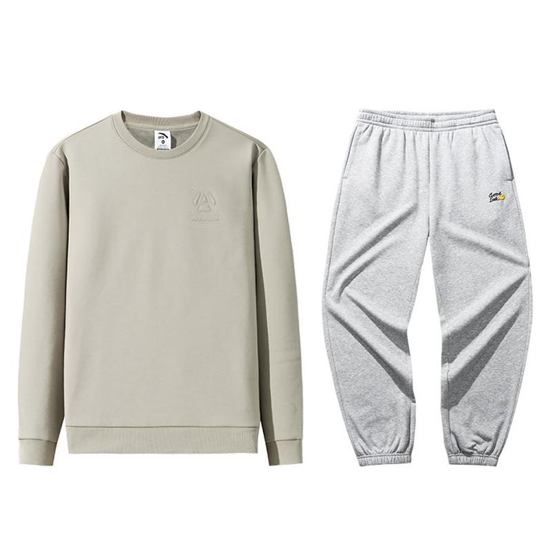 

Anta Solid Color Loose Warm Sweatshirt Versatile Elastic Waist Long Pants Casual Sports Suit Men sweatshirt, pants 152447727N-1+972518301-2 M