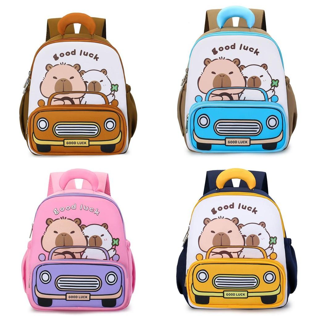 Capybara Pattern Kids School Bag With Cartoon Backpack Breathable Gifts Bag