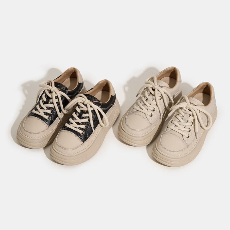 Fashion AIYUQI 2025 New Women's Sneakers Thick-soled Lace-Up Shoes Women Casual Shoes Large-Size Flat Skateboard Female Shoes