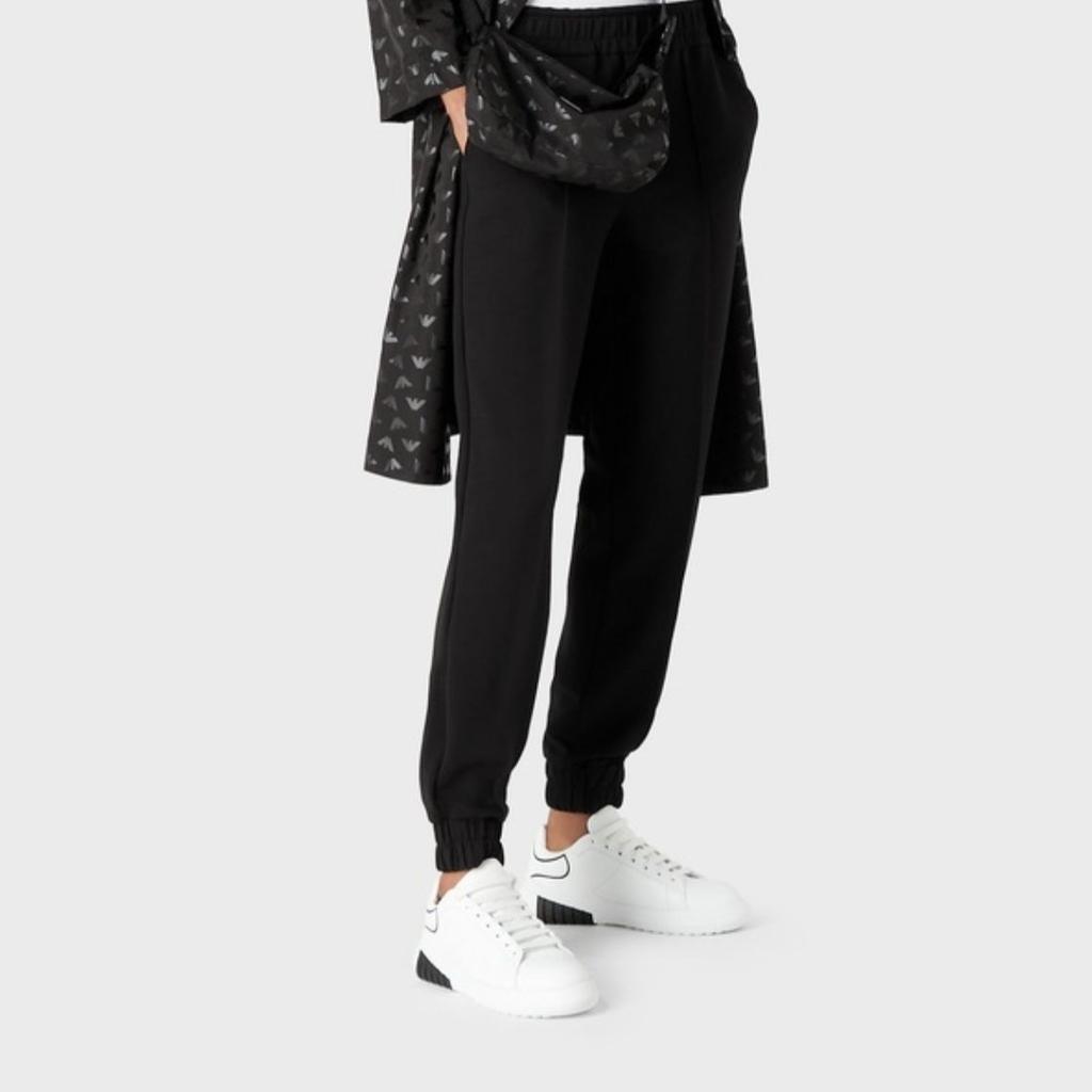 Emporio Armani SS23 Eagle Logo Elastic Waist Jogger Pants Women bottoms Black 3R2P7C-2JSEZ-0999