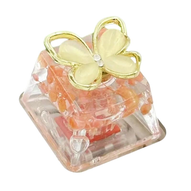 

Floral Butterfly Keycap with Rotating Feature for Mechanical Keyboards Epoxy Craftsmanship Backlight Keycap 1 жёлтый